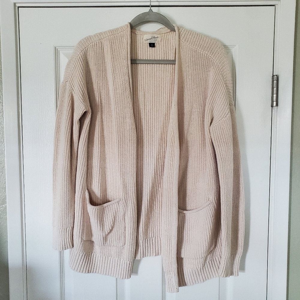 Cream knit open front cardigan